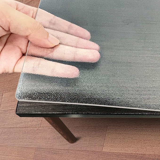 Kasepie Frosted PVC Table Cover Protector 20X40Inch, 1.5mm Thick Plastic Table Cover Rectangle,Clear Table Protector,Desk Protector Mat for Kitchen, Dresser, Writing Desk，Dining Room Table