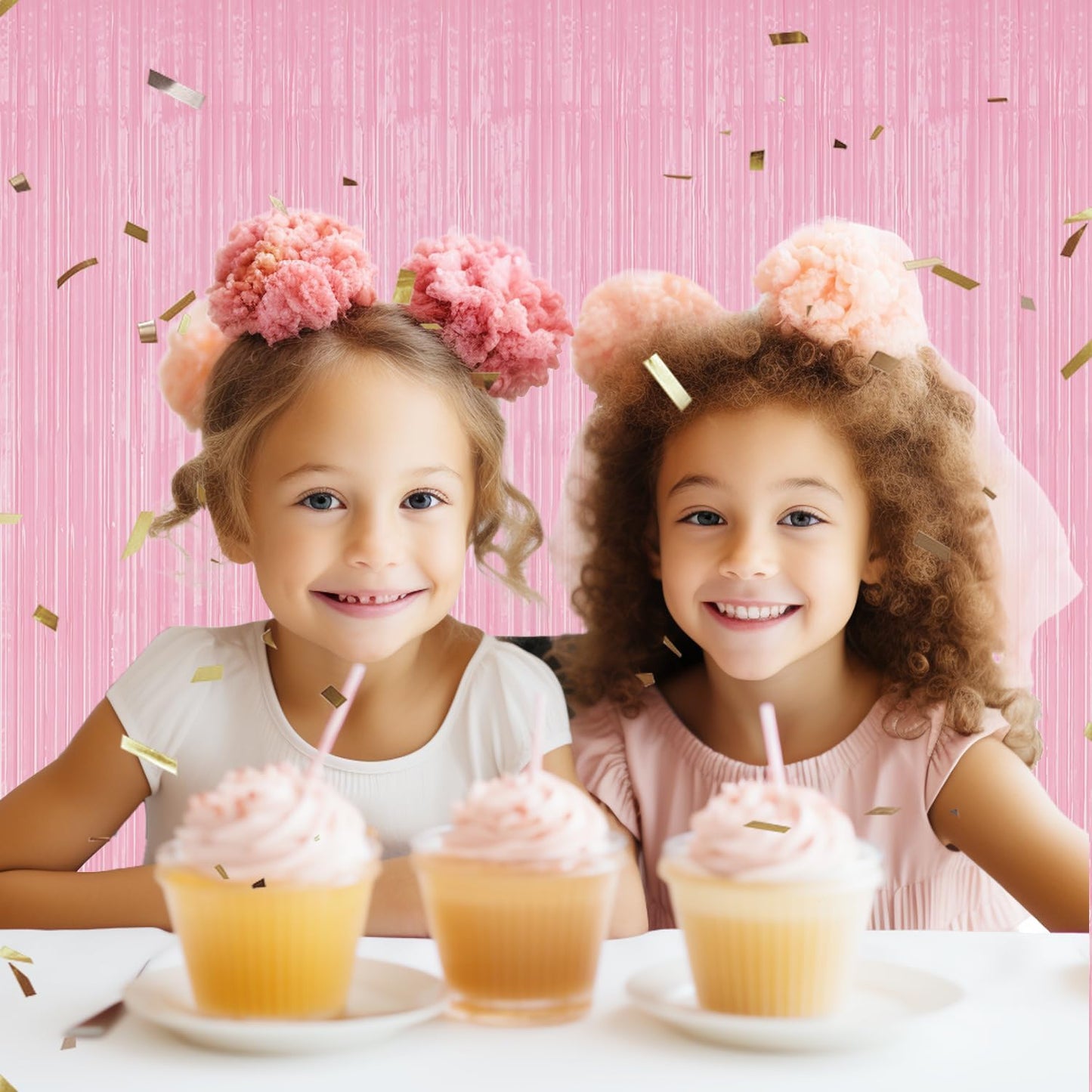 3 Pack Foil Fringe Backdrop - PastelPink Shiny Tinsel Curtains for Party Decoration/Photo Booth Props - 3.3x8.2 FT Metallic Foil Backdrop for Birthday, Wedding, Graduation, Christmas.