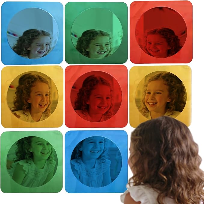 8 Pcs Sensory Wall Mirror, Acrylic Bubble Mirror Christmas Wall Decoration for Sensory Room or Science Classroom, Visual Tactile Stimulation and Curiosity Inspiration