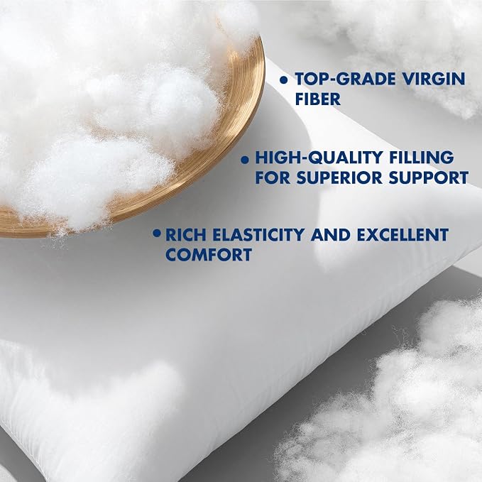 MIULEE 20x20 Inch Pillow Inserts Pack of 4-100% Cotton Cover | White Throw Pillow with 100% Virgin Microfiber for Bed Sofa Couch Living Room, All-Season Decorative Back Support