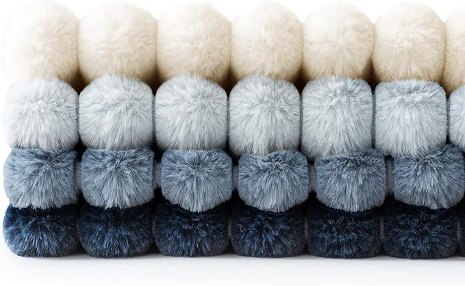 MIULEE Faux Fur Plush Decorative Throw Pillow Covers 16x16 Set of 4, Spring Modern Soft Fuzzy Coastal Striped Cushion Covers for Sofa Couch Bed Living Room Cozy Home Decor,Navy Blue
