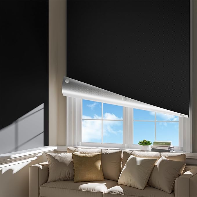 22" W x25 H Portable Blackout Curtains for Bedroom, Easy Install No Drill Black Out Shades&Blinds for Indoor Windows with Upgraded Hook&Loop Tapes,100% Blackout Window Cover for RV/Nursery(1 Panel)