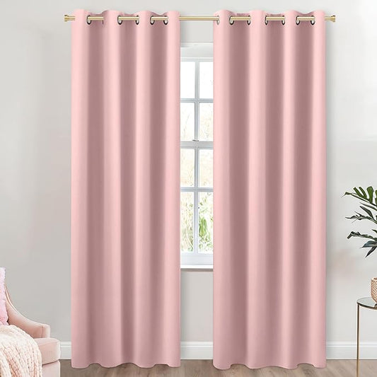 KOUFALL Dusty Blush Pink Curtains for Nursery,96 Inch Long Teen Girl Room Decor Coquette Curtains for Girls Bedroom 2 Panels Set