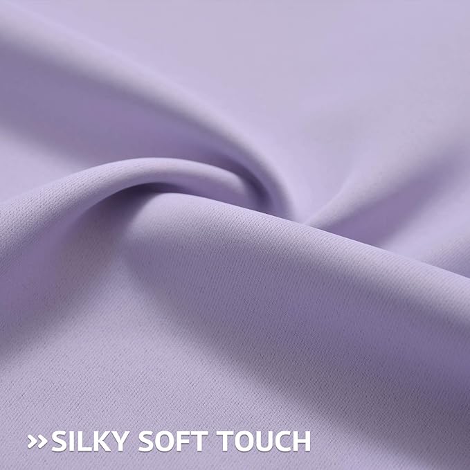 COSVIYA Grommet Room Darkening Curtains 84 inch Length 2 Panels,Thick Polyester Light Blocking Insulated Thermal Window Lilac Curtain Drapes for Bedroom/Living Room,52x84 inches
