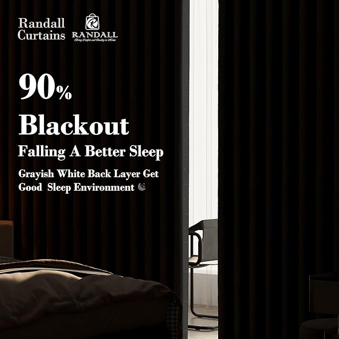 Randall Tan Geometric Pattern Curtains 95 Inch Length 2 Panels Set for Living Room 90% Blackout Back Tab and Rod Pocket Elegant Neutral Farmhouse Decor Curtain for Bedroom Dinner Room 40x95