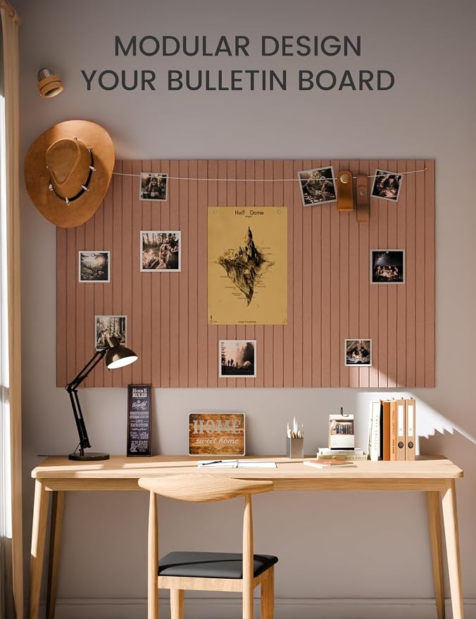 Fluxynara Large Felt Bulletin Board 36"x24" Cork Board Alternative - 6 Pack with 32 Safe Removable Adhesive Tabs, Cork Boards for Walls Felt Boards for Home Office Classroom Pin Board-Terracotta