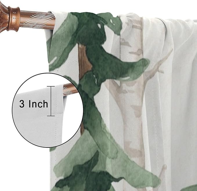 Forest Nursery Curtains - Woodland Bear & Wildlife Theme, Blackout 42x63 Inch 2 Panels