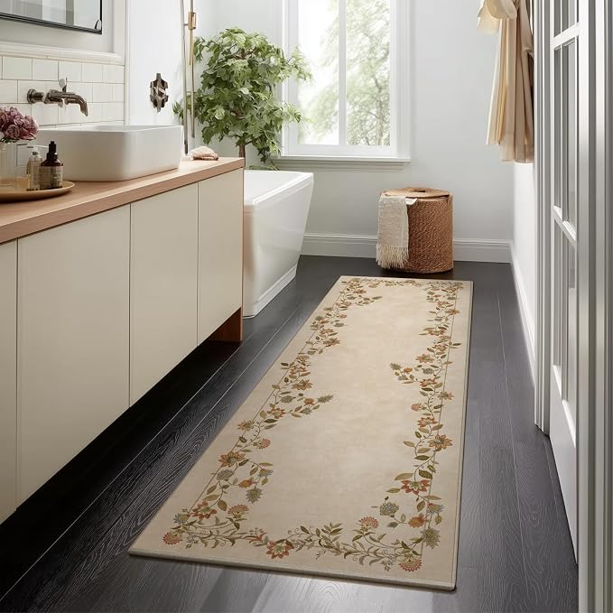 2x6 Washable Runner Rugs for Entryway: Kitchen Rugs Non Slip Stain Resistant Low Pile Soft Indoor Living Room Floor Carpet Runners for Hallways Bedroom Kitchen Laundry Room Farmhouse Indoor
