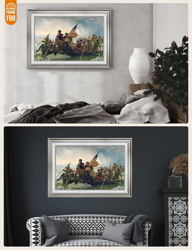 DECORARTS - Washington Crossing the Delaware by Emanuel Leutze. World Famous Painting Reproduction. Giclee Prints in Classic Golden Frame Ready to Hang