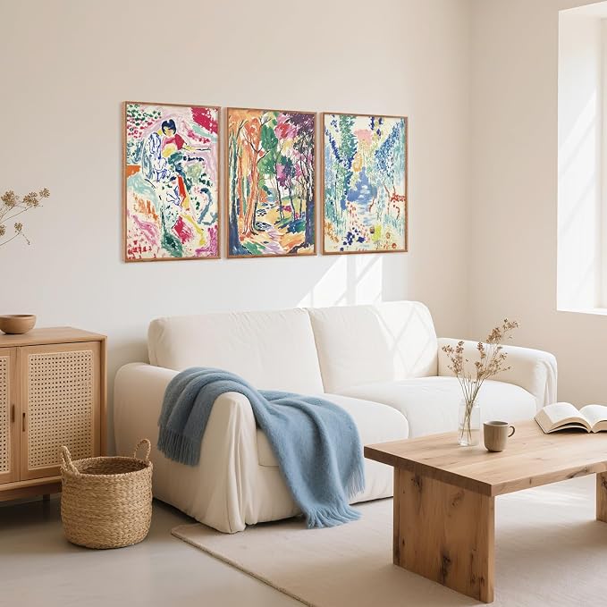 CHDITB Abstract Matisse Framed Canvas Wall Art Set, Colorful Nature Inspired Wall Decor, Modern Home Art Spiritual Wall Painting, Eclectic Gallery Art Prints for Living Room Bedroom Office 24"x36"x3