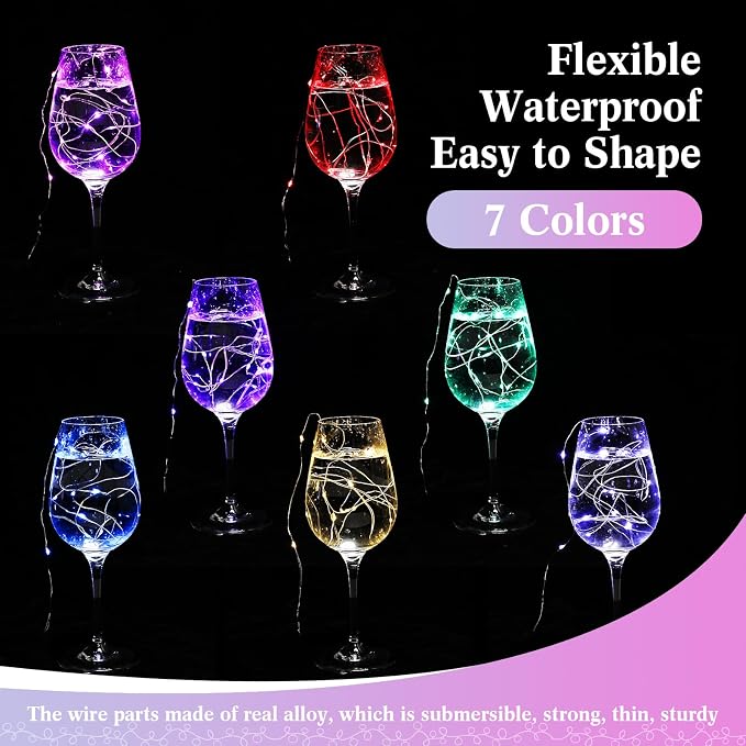 Tuanse 20 Pack LED Fairy Lights Colored Battery Operated String 3 Speed Modes 7 ft 20 LED Starry Wedding Decoration Waterproof Wire Twinkle Light for DIY Jar Bedroom Party Supplies (Colorful Color)