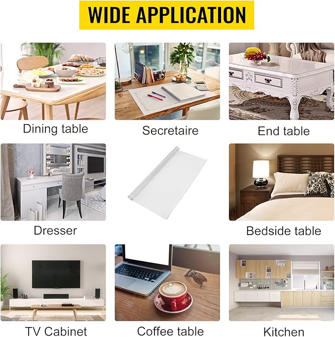 VEVOR 84 x 42 Inch Clear Table Cover Protector, 1.5mm Thick Clear PVC Desk Protector Pads, Plastic Tablecloth for Dining Room