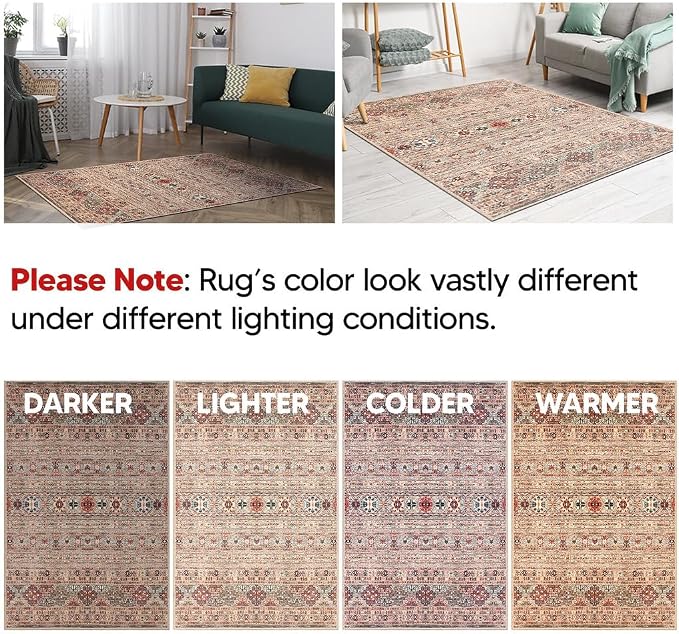 Keen Home Design 30"x84" Rug - Machine Washable Runner Rug with Non-Slip Backing, Ideal for Hallway, Entryway, Kitchen, Laundry Room - Vintage, Easy Clean, Durable, Low Pile Rug - (2'6" x 7')