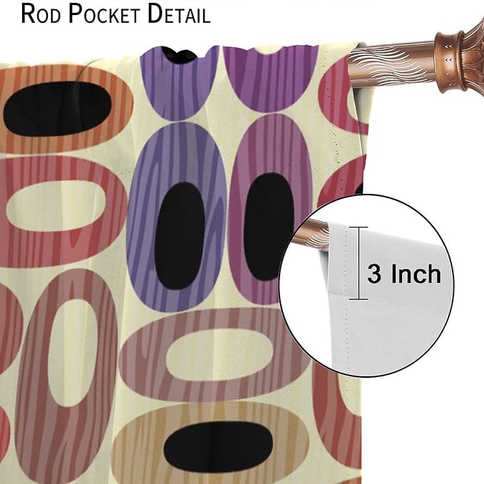 JESTRONRY Abstract Modern Curtains,Mid Century Fifties Modern Retro Colors Pattern Room Darkening Thermal Insulated Window Curtain for Living Room Bedroom Kitchen Bathroom 72x63in