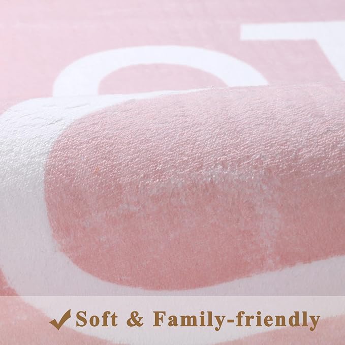 Topotdor ABC Area Rug,47x70 Inch Soft Floor Carpet,Pink | Washable Alphabet Area Rug,Non Slip Floor Mat Ideal for Bedrooms,Kids Rooms,Classrooms