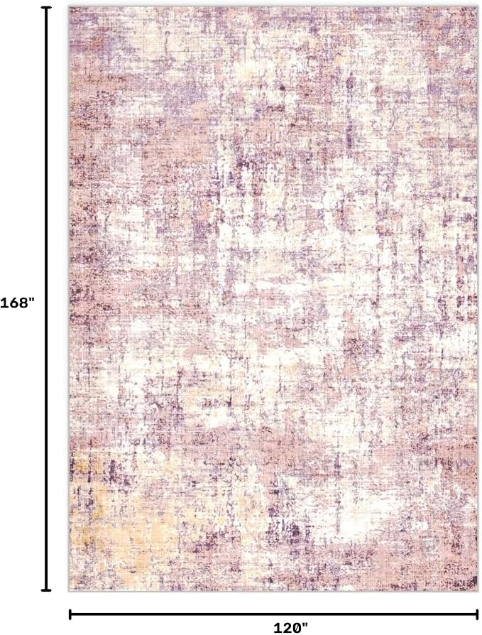 10x14 Area Rugs Washable Living Room Rug-No Slip Soft Carpets Modern Abstract Indoor Floor Stain Resistant Large Carpet for Bedroom Dining Room Farmhouse Nursery Home Office Pink