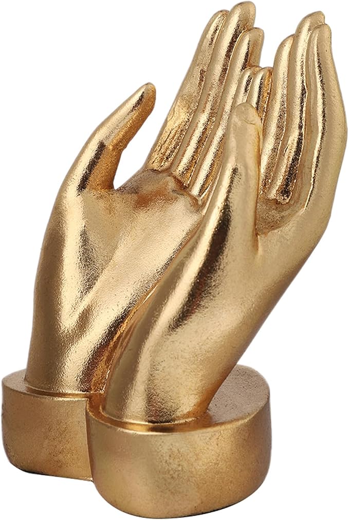 Golden Hands Sculpture Resin Statues Home Decor (Holding Hands) | Gold Hands Shelf Decor Electroplated Resin Statues Office Desktop Home Decor Bedroom Sculpture Indoor/Outdoor Ornament