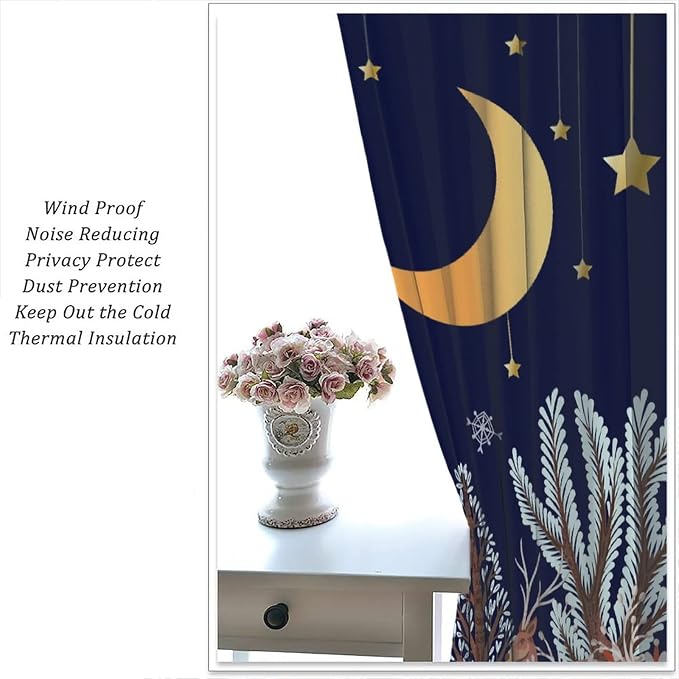 Rustic Animal Curtains, Wild Forest Animal Bear Fox Deer Kids Window Treatments for Living Room Bedroom, Farmhouse Woodland Blackout Drapes 2 Panel Sets, 63x72 Inch