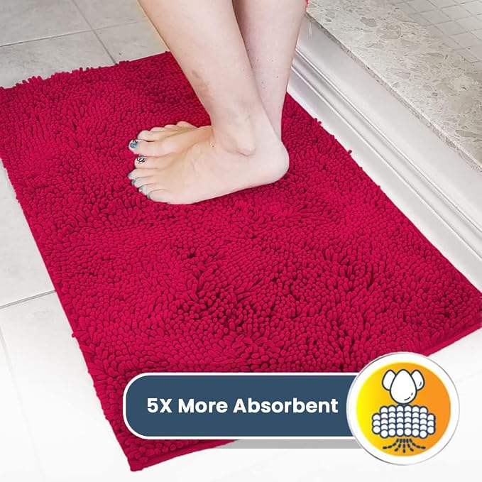 Muddy Mat® | Super Water Absorbent Door Mat Indoor, Microfiber Quick Dry Chenille Entryway Rug, Slip Resistant Front Door Mat, Indoor Mats for Entryway, Machine Washable Pet Rug, Maroon 32" x 40"