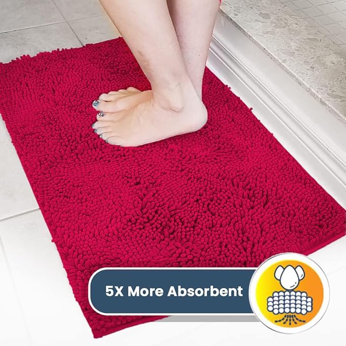 Muddy Mat® | Super Water Absorbent Door Mat Indoor, Microfiber Quick Dry Chenille Entryway Rug, Slip Resistant Front Door Mat, Indoor Mats for Entryway, Machine Washable Pet Rug, Maroon 30" x 48"
