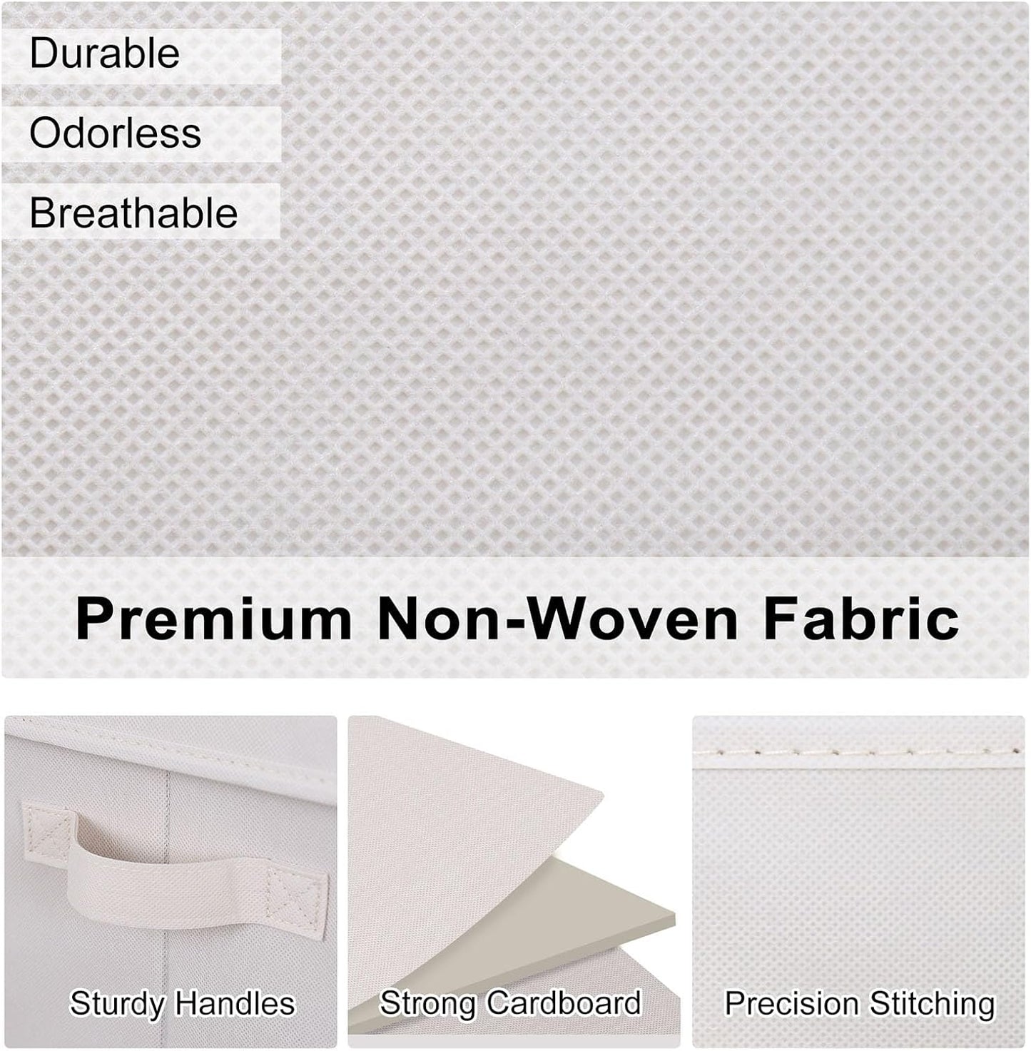 WUIKE Closet Storage Bin with Lids, Decorative Fabric Storage Bins for Clothes, Collapsible Storage Boxes for Home and Closet Organization, Beige, Extra Large, 3-Pack