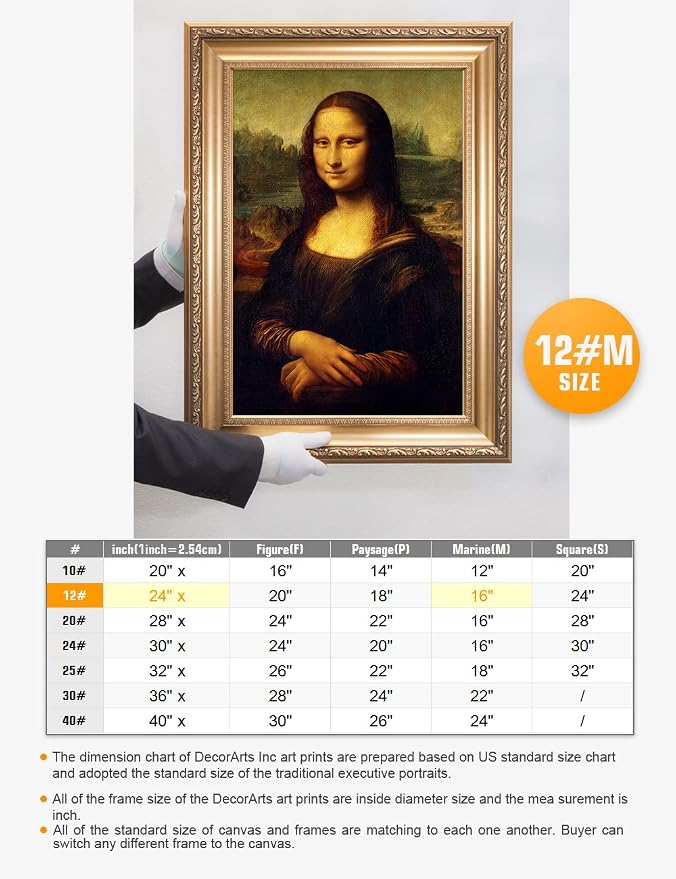 DECORARTS - Mona Lisa by Leonardo DaVinci. The World Classic Art Reproductions. Giclee Print& Museum Quality Framed Art for Wall Decor. Framed size: 20.75x28.75