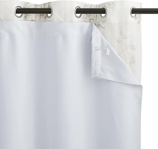 KGORGE Thermal Insulated Blackout Curtain Liner - 63 Inch Drapes, Light Blocking for Bedroom Window, Hooks Included, 2 Panels, 45 W by 58 L Inches