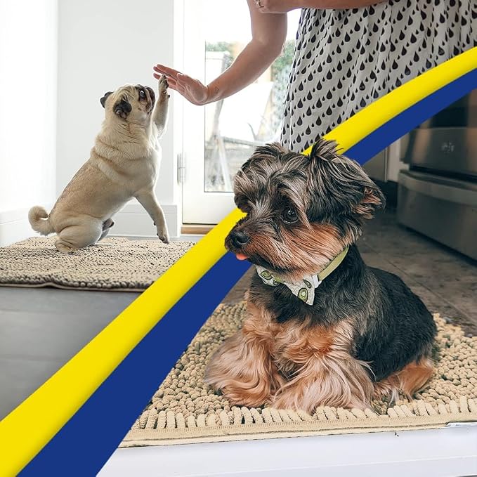 Muddy Mat® | Super Water Absorbent Door Mat Indoor, Microfiber Quick Dry Chenille Entryway Rug, Slip Resistant Front Door Mat, Indoor Mats for Entryway, Machine Washable Pet Rug, Sand 2ft x 4ft
