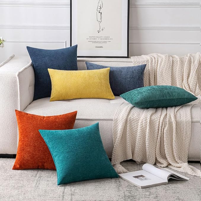 MIULEE Pack of 2 Terracotta Decorative Pillow Covers 20x20 Inch | Soft Chenille Couch Throw Pillows Farmhouse Cushion Covers for Home Decor Sofa Bedroom Living Room