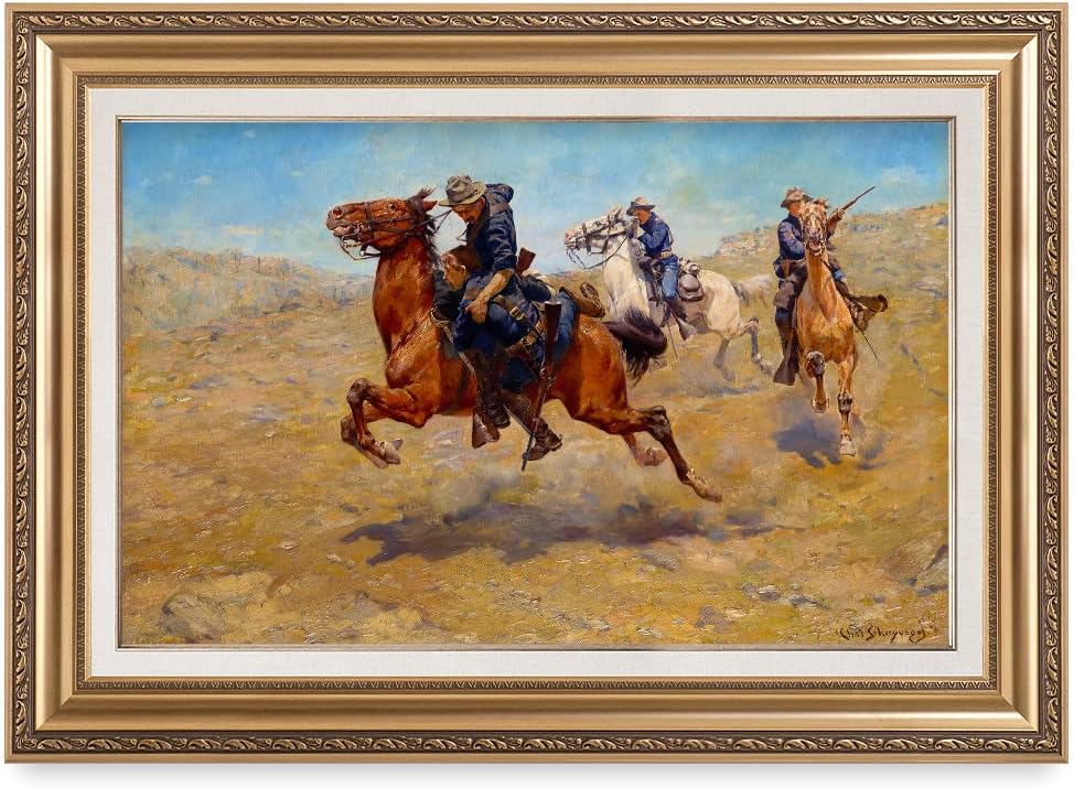 DECORARTS - My Bunkie by Charles Schreyvogel. World Famous Painting Reproduction. Giclee Prints in Classic Golden Frame Ready to Hang