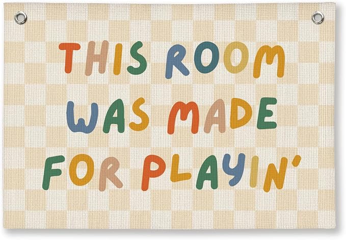 Playroom Wall Decor, Playroom Decor Hanging Linen Banner, Play Room Wall Decor for Nursery Nursery, 20x30 Inch