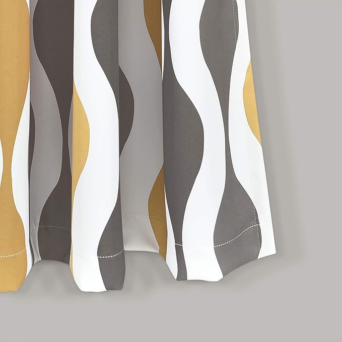 Lush Decor Mid Century Geo Light Filtering Window Curtain Panel Pair, 52" W x 84" L, Gold & Gray