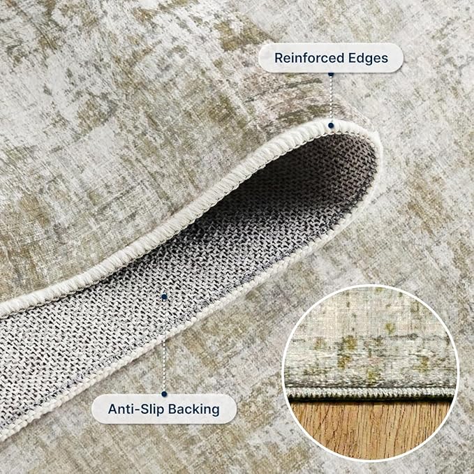 3x5 Area Rugs Washable Living Room Rug-No Slip Soft Carpets Modern Abstract Indoor Floor Stain Resistant Carpet for Bedroom Dining Room Farmhouse Nursery Home Office Tan