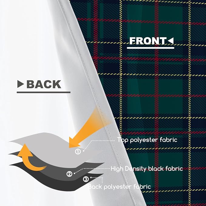 Shrahala Tartan Plaid Kitchen Valances, Green Scottish Fabric Kilt Twill Woven Half Window Curtain Window Treatment Multilayer Polyester Blackout for Living Room Bathroom 52 x 18 in