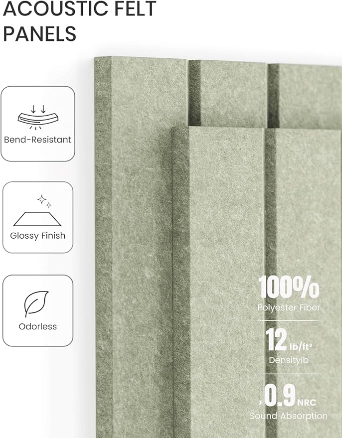 Fluxynara Large Felt Bulletin Board 48" x 36" Cork Board Alternative-12 Pack with 64 Safe Removable Adhesive Tabs, Cork Boards for Walls Cork Board for Home Office Classroom Pin Board - Sage Green