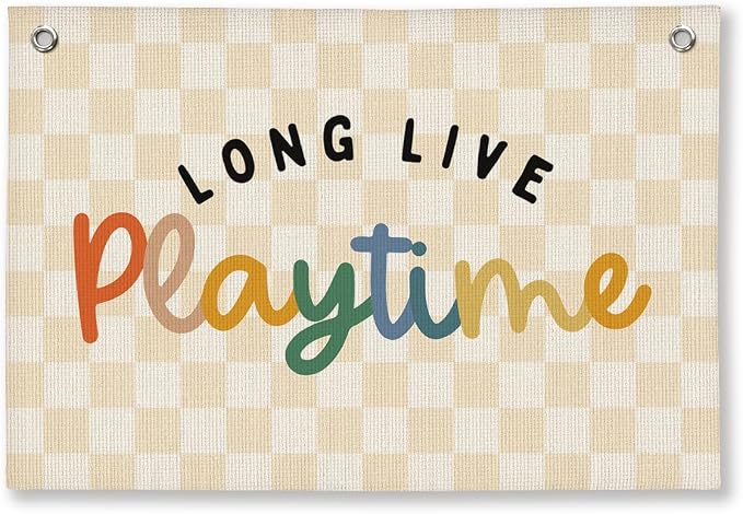 Play Room Decor, Toddler Boy Room Decorations Banner, Blue Striped Wall Flag for Nursery Playroom Decor, 20x30 Inch