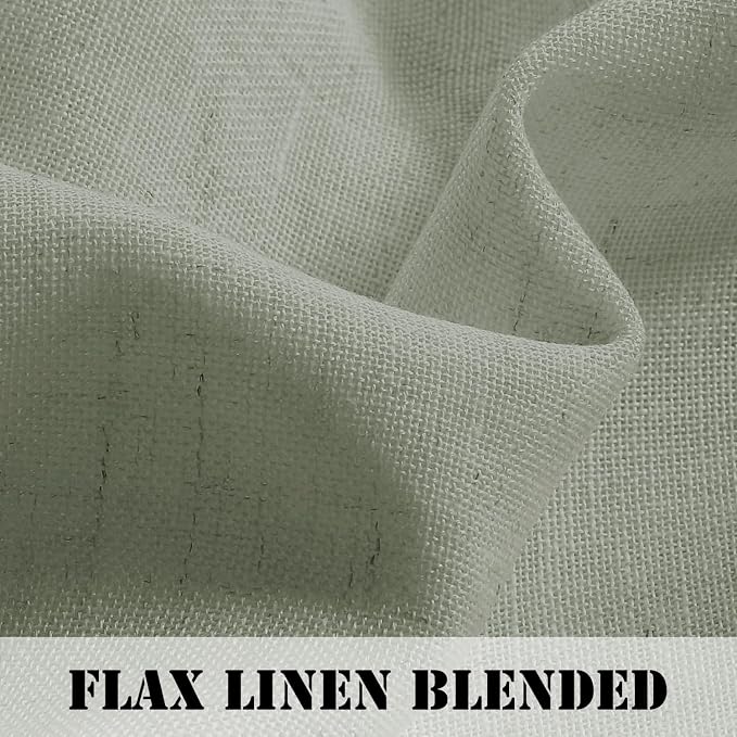 H.VERSAILTEX Linen Curtains Elegant Natural Linen Semi Sheer Curtains Energy Light Filtering Rod Pocket Window Treatments Panels for Living Room (Set of 2, Sea Grass, 52 inch W X 54 inch L)