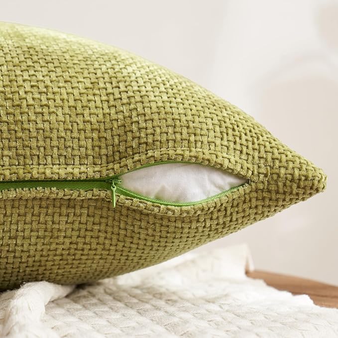 MIULEE Pack of 4 Burnt Orange Couch Throw Pillow Covers 18x18 Inch Yellow Green Soft Decorative Chenille Pillows Farmhouse Accent Cushions for Boho Fall Home Decor Sofa Bedroom Living Room