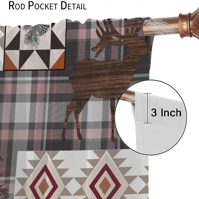 Retro Bear Blackout Curtains Vintage Woodland Wild Animal Country Tribal Southwestern Native Geometry Aztec Hunting Wild Animal Windows Treatments for Kitchen Farm Living Room Bedroom 42x45in