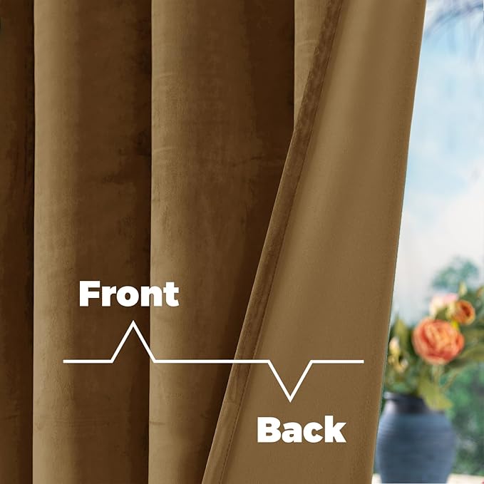 BGment Bronze Brown Velvet Curtains for Bedroom, 78 Inch Curtains Super Soft Thermal Insulated Blackout Velvet Panels Noise Reduce Back Tab Rod Pocket Drapes for Living Room, 2 Panels, 52 x 78 Inch
