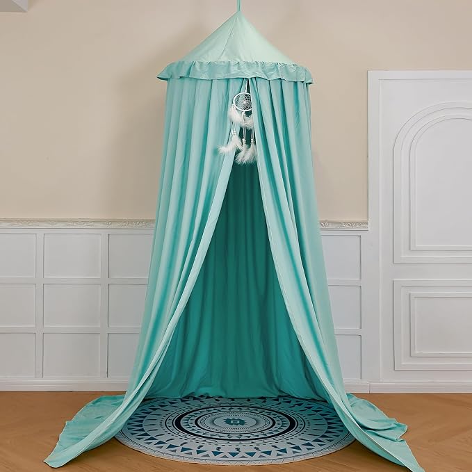 Princess Decor Canopy for Kids Bed, Soft and Durable Bed Canopy for Girls Room Tent Canopy Dreamy Mosquito Net Bedding, Children Reading Nook Canopies Indoor (Green)