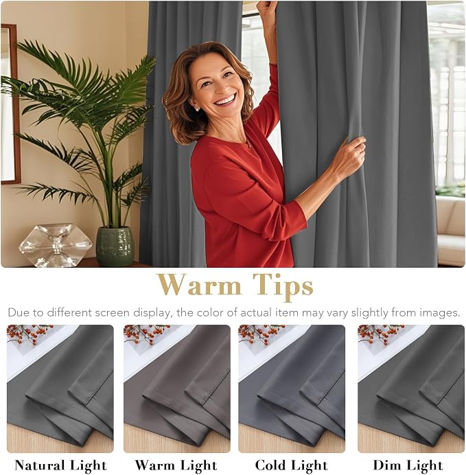 H.VERSAILTEX Blackout Curtains Thermal Insulated Window Treatment Panels Room Darkening Blackout Drapes for Living Room Back Tab/Rod Pocket Bedroom Draperies, 52 x 72 Inch, Bluish Gray, 2 Panels