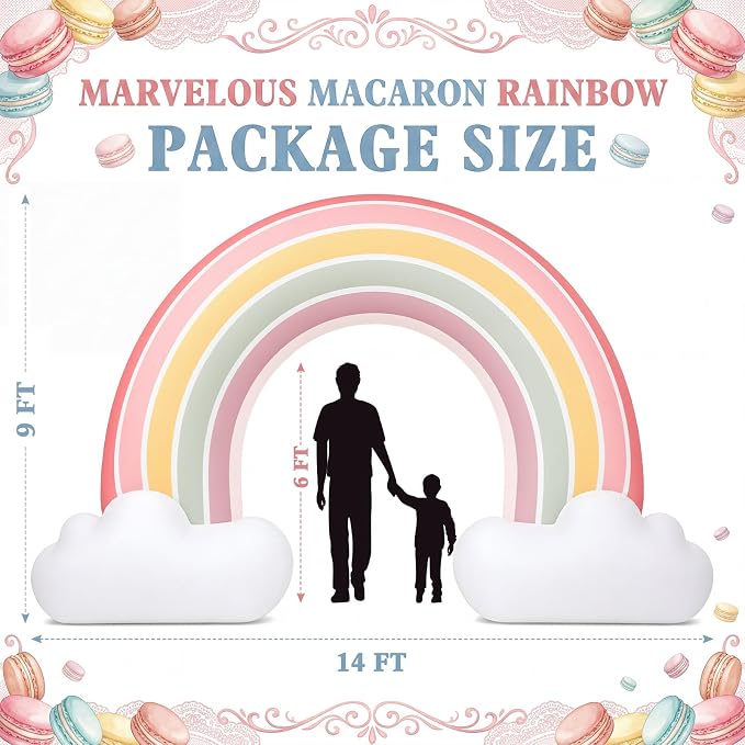 Seenelling 14 FT Boho Rainbow Theme Giant Inflatable Archway Decoration Boho Baby Shower Arch Built-in LED Lights for Bohomian Rainbow Birthday Gender Reveal Baby Shower Wedding Decor