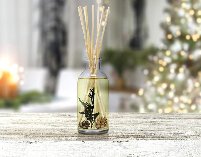 Urban Naturals Reed Diffuser Set, Balsam Forest - Bathroom Shelf Décor | REAL Juniper and Pine cones, Fragrance notes of Fraser Fir, Evergreen, Pine, Woodsy Cedar and Sandalwood, Vegan