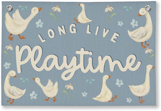Playroom Wall Decor, Kids Toddler Boy Girls Playroom Silly Goose Decor Hanging Linen Banner,Play Room Wall Decor for Kids Boys Girls Nursery, 20x30 Inch