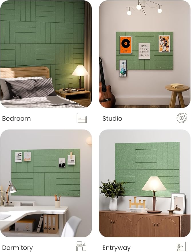 Fluxynara Large Felt Bulletin Board 36"x24" Cork Board Alternative - 6 Pack with 32 Safe Removable Adhesive Tabs, Cork Boards for Walls Pin Board for Home Office Classroom Felt Board-Moss Green