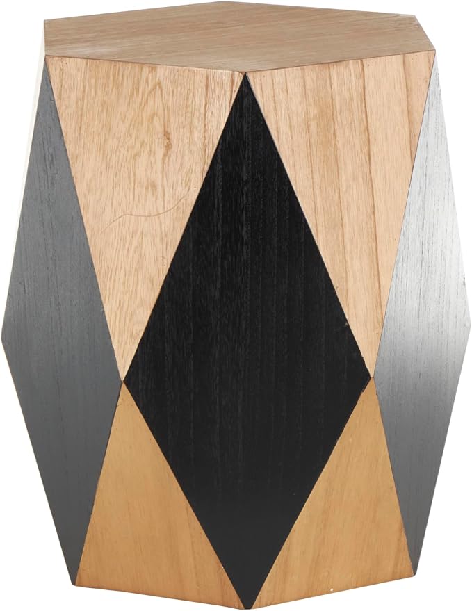 Deco 79 Wood Geometric Side End Accent Table Diamond End Table with Black Accents, Side Table 19" x 19" x 24", Brown