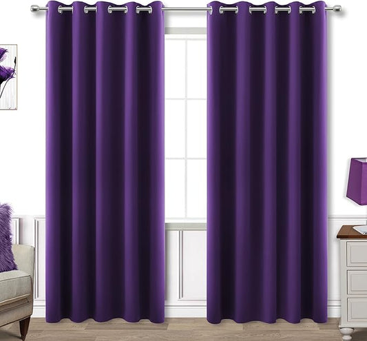KOUFALL Dark Purple Blackout Curtains for Bedroom 72x84 Inches Long