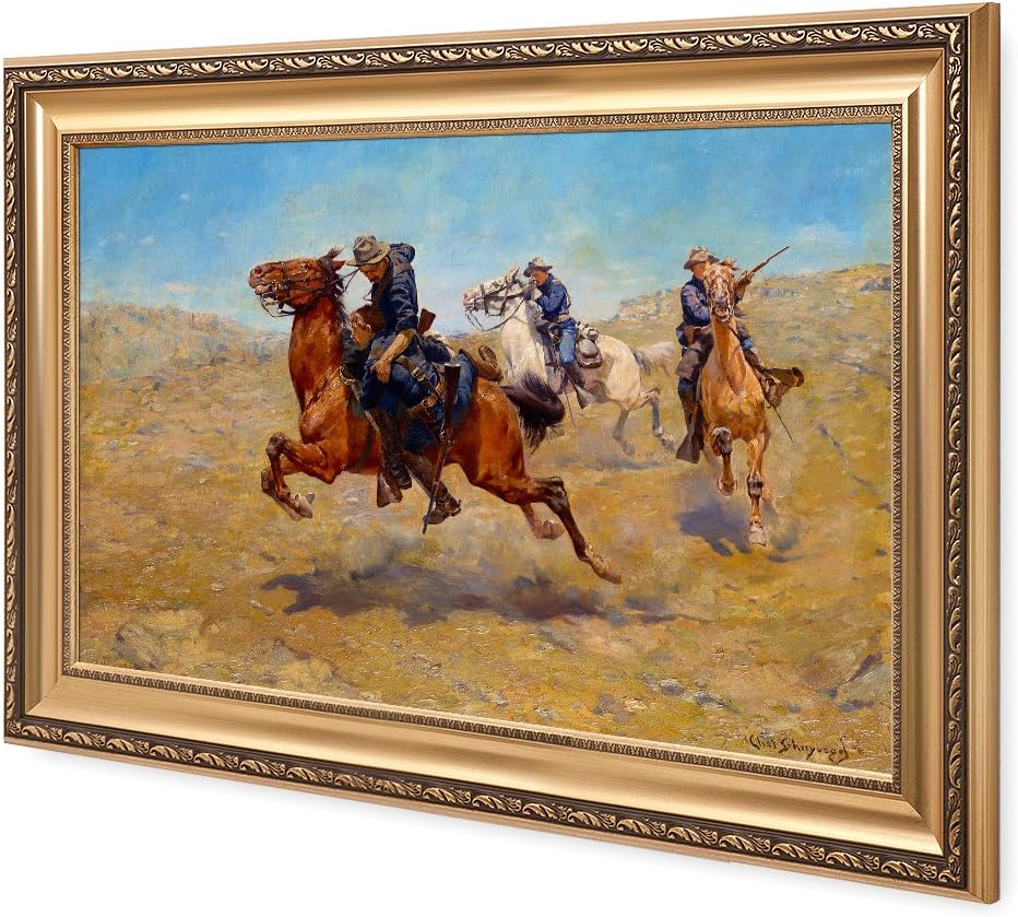 DECORARTS - My Bunkie by Charles Schreyvogel; Classic American Art Reproductions; 30 x 20" + Frame