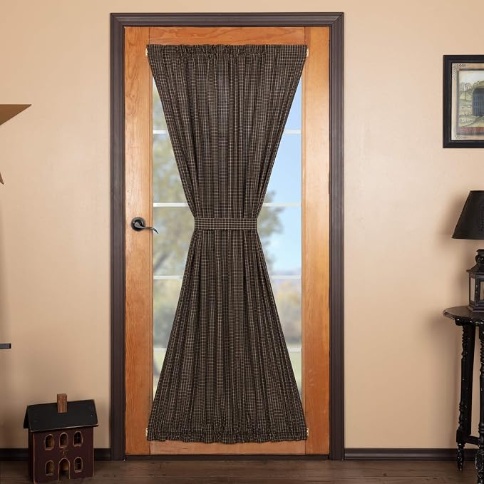 VHC Brands, Kettle Grove, Cotton, 72x40, Plaid, Door Panel, Black